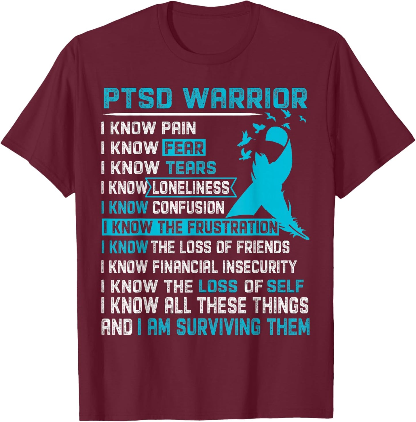 PTSD Warrior Shirt Men T-Shirt - T-Shirt | Maroon