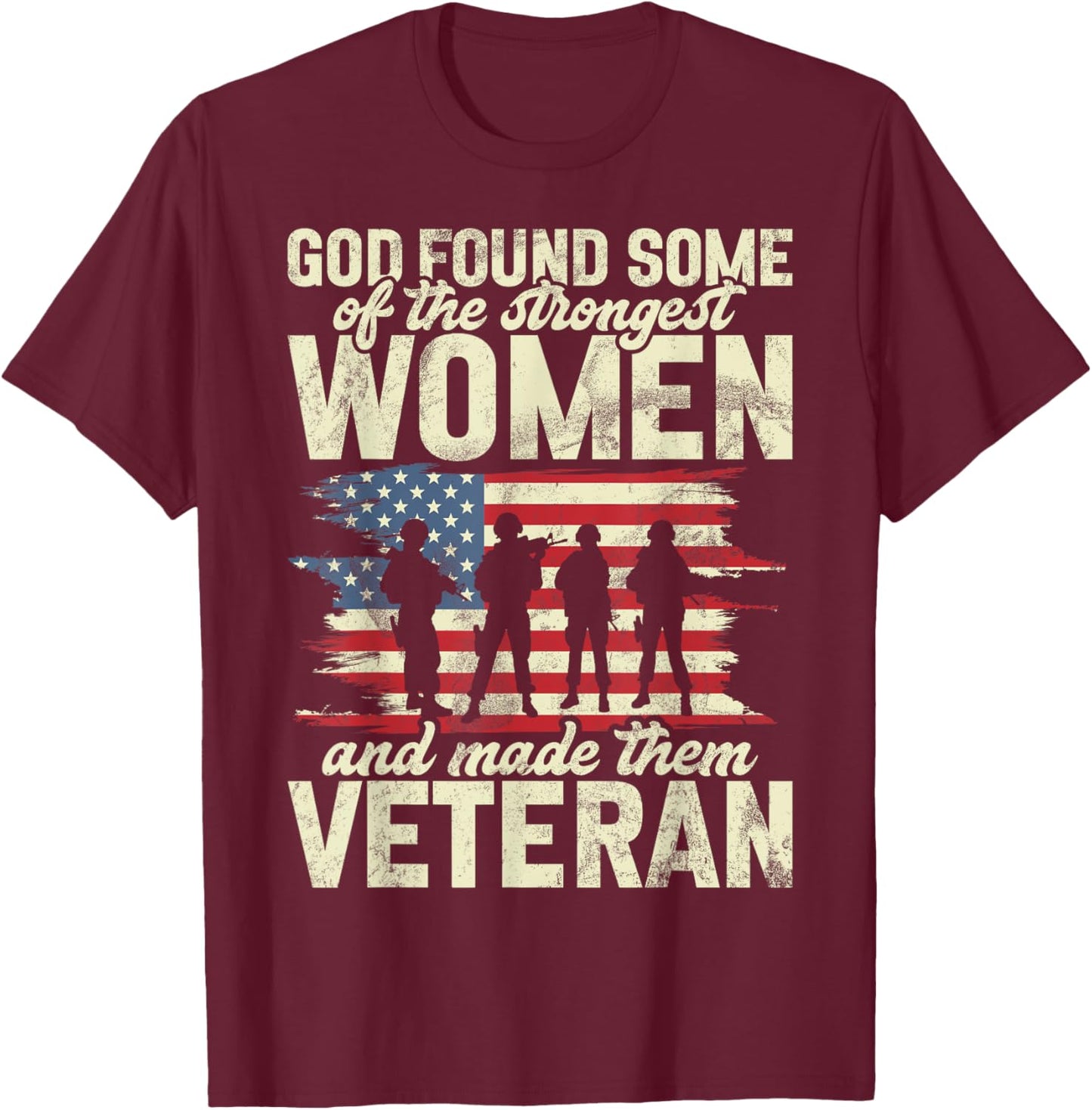 Female Veteran Veteran's Day Women Veteran Soldier Patriotic T-Shirt - T-Shirt | Maroon