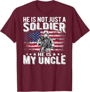 My Uncle Is A Soldier Patriotic Proud Army Niece Nephew Gift T-Shirt - T-Shirt | Maroon