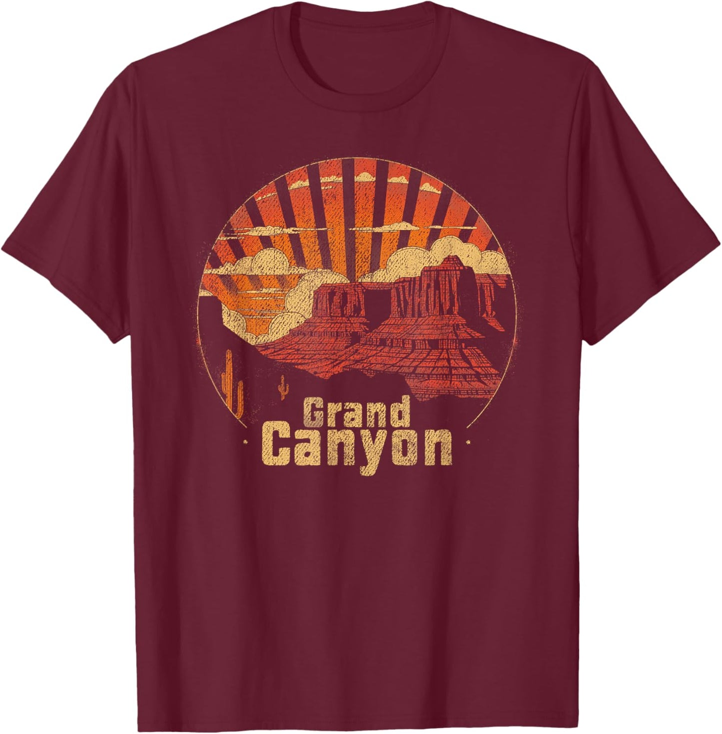 Grand Canyon - US National Park Vintage Men Women Kids Retro T-Shirt - T-Shirt | Maroon