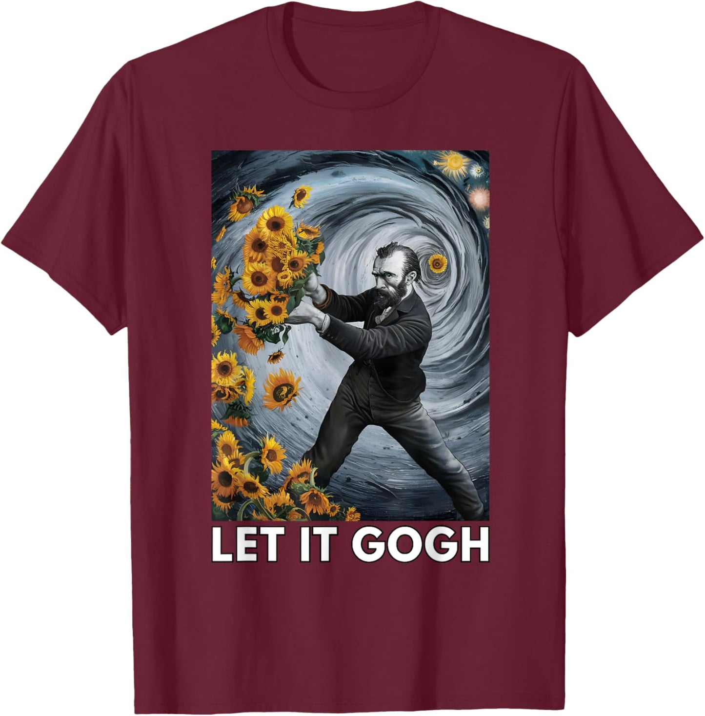 Let It Gogh Vincent Van Gogh Artist Funny Image T-Shirt - T-Shirt | Maroon