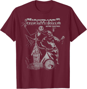 Disney The Nightmare Before Christmas Vintage Portrait T-Shirt - T-Shirt | Maroon