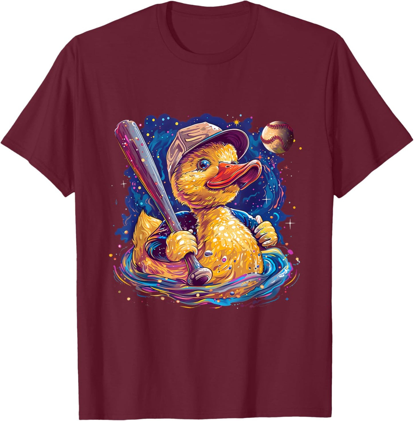 Rubber Duck Baseball Player Rubber Duckie Rubber Duck Lover T-Shirt - T-Shirt | Maroon