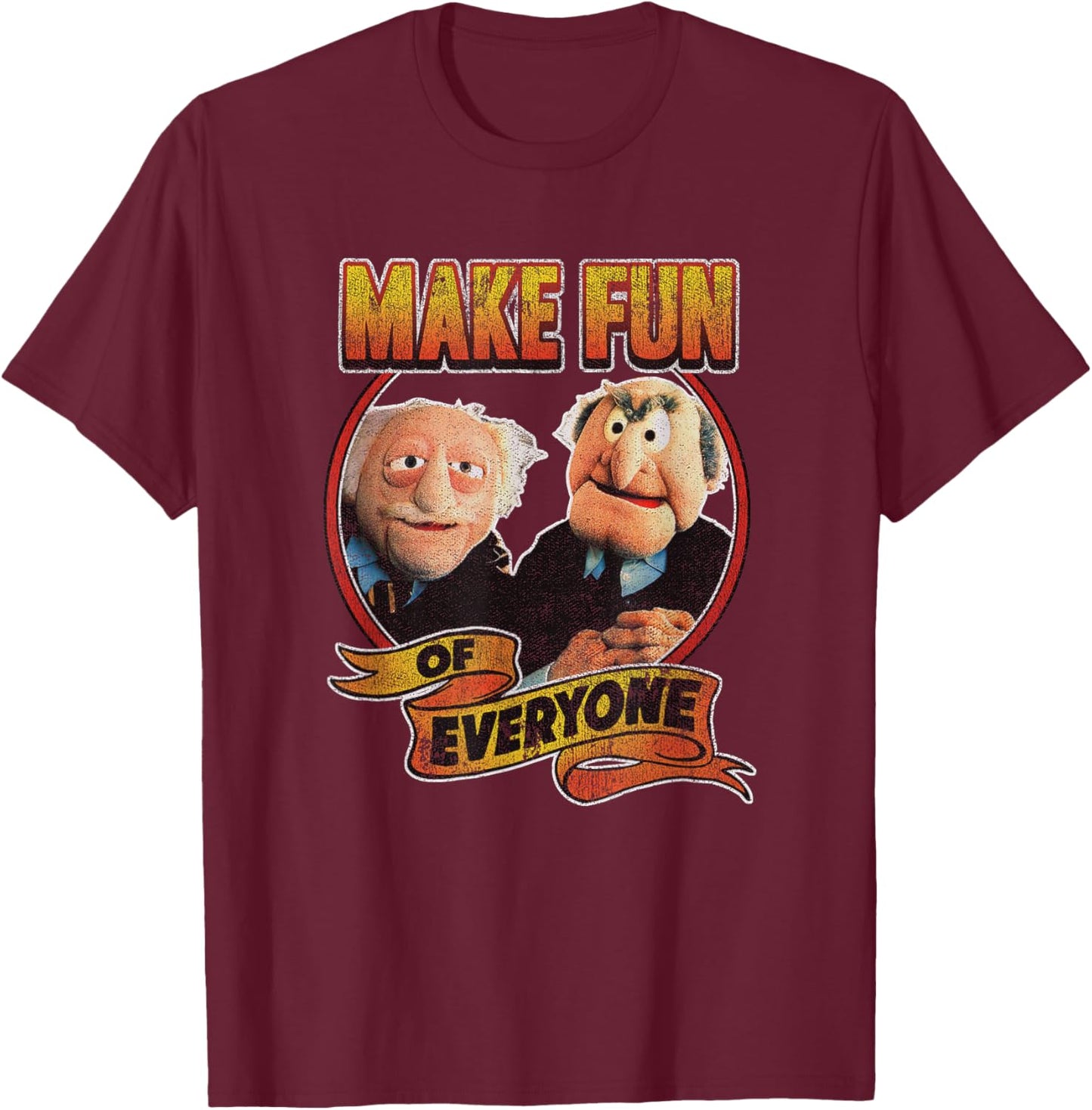 Disney The Muppets Make Fun of Statler Waldorf Vintage Shot T-Shirt - T-Shirt | Maroon