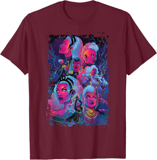 Marvel X-Men Storm of Past and Present Distressed Poster T-Shirt - T-Shirt | Maroon