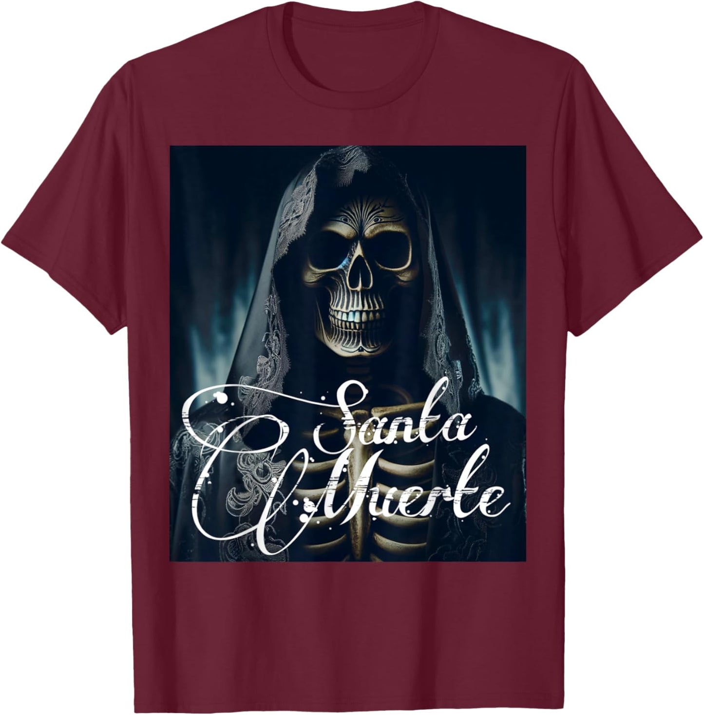 Scary Knight Clothing Santa Muerte T-Shirt - T-Shirt | Maroon
