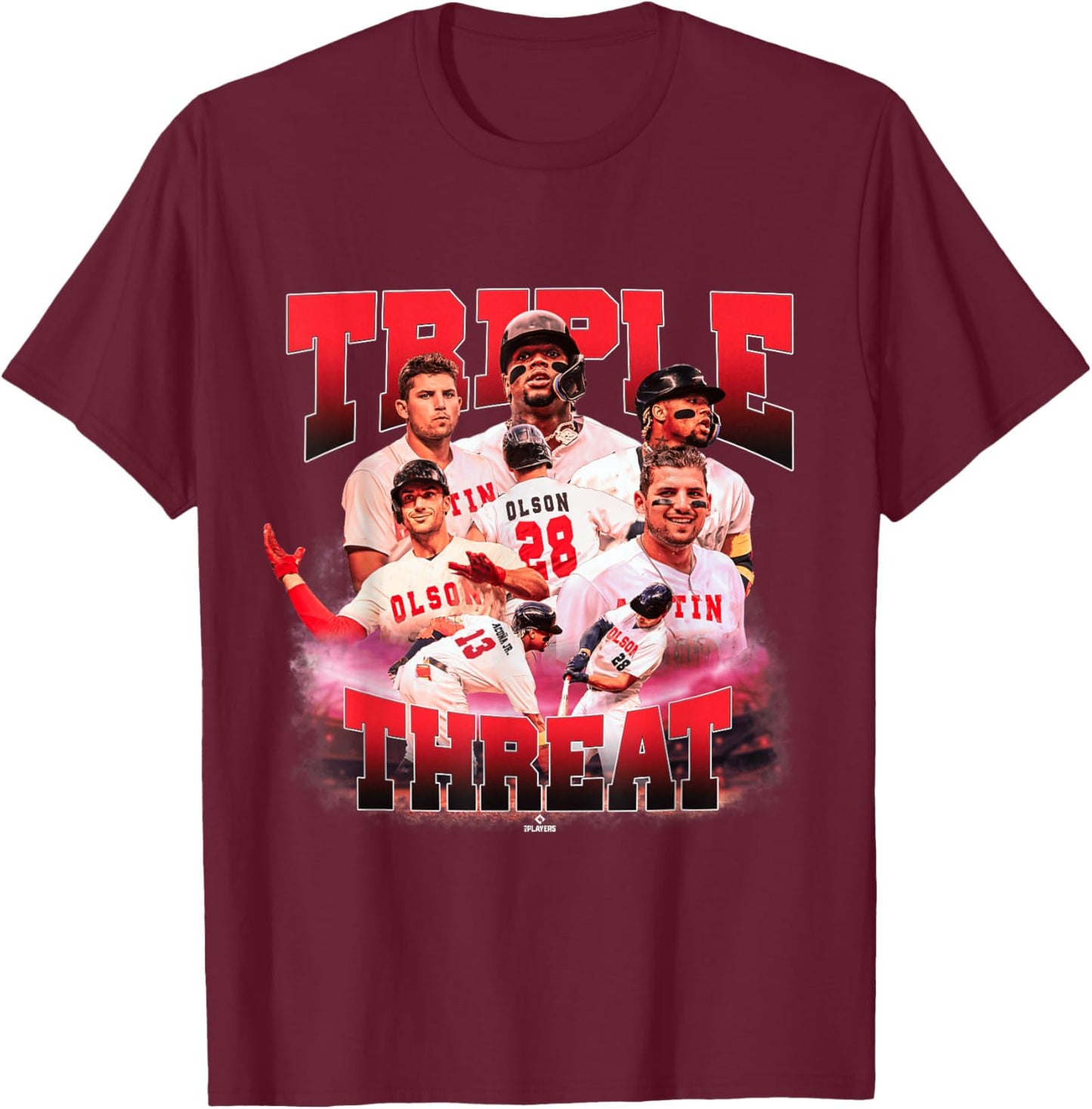 Acuna Jr., Olson & Riley | Atlanta MLB Players | TRIO4002 T-Shirt - T-Shirt | Maroon