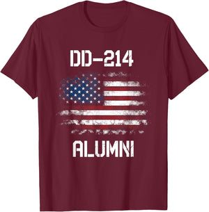 DD-214 Alumni USA Flag Military Service Veteran Soldiers Men T-Shirt - T-Shirt | Maroon