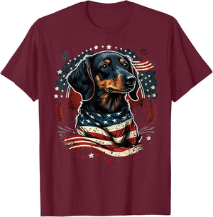 USA 4th Of July Dachshund on Patriotic American Dachshund Kids Men T-Shirt - T-Shirt | Maroon