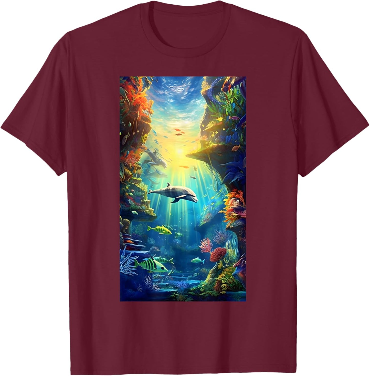 Underwater Sea Wonderland Ocean Nature Protection T-Shirt - T-Shirt | Maroon