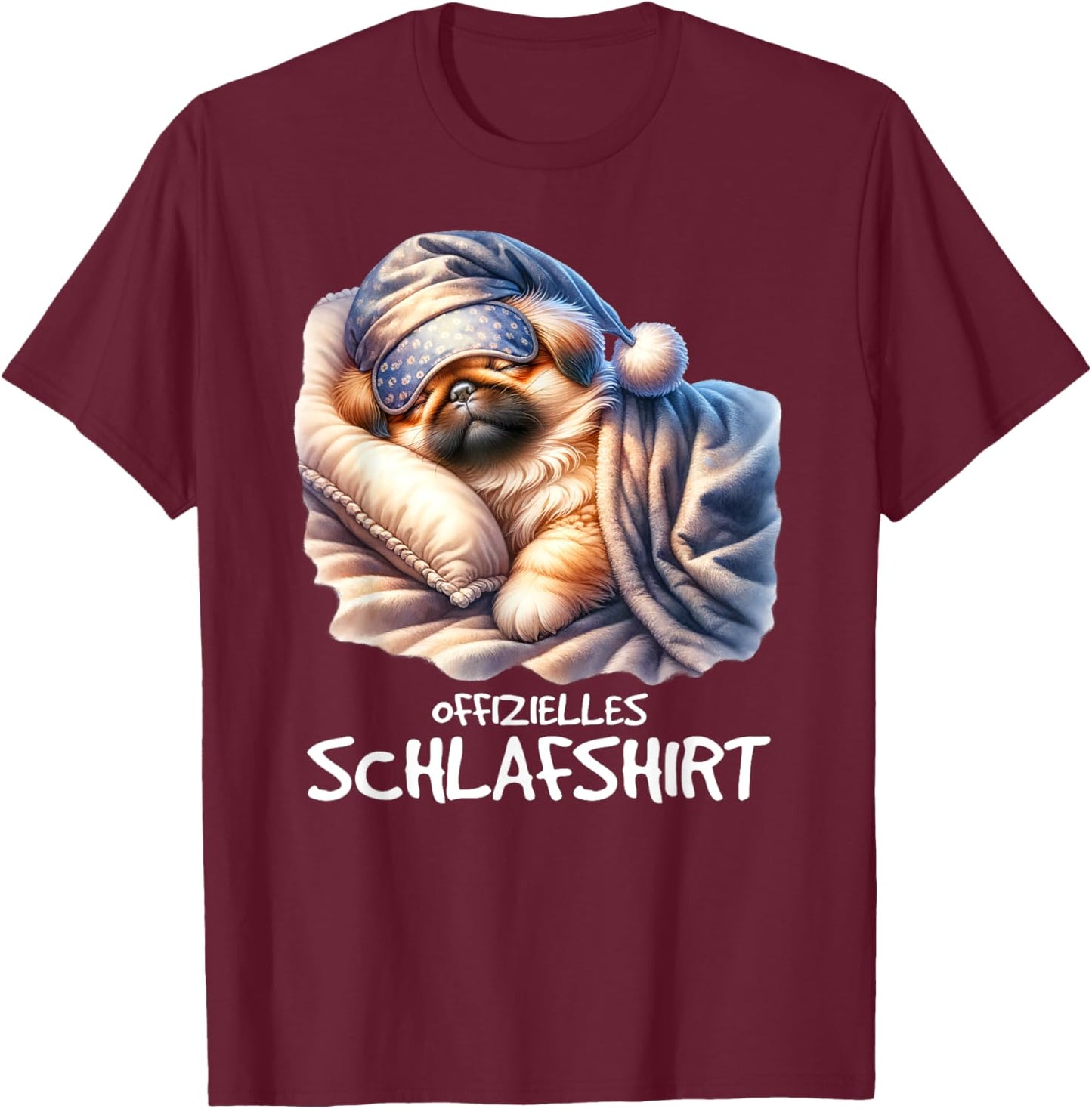 Offizielles Schlafshirt Hund Pekinese T-Shirt - T-Shirt | Maroon