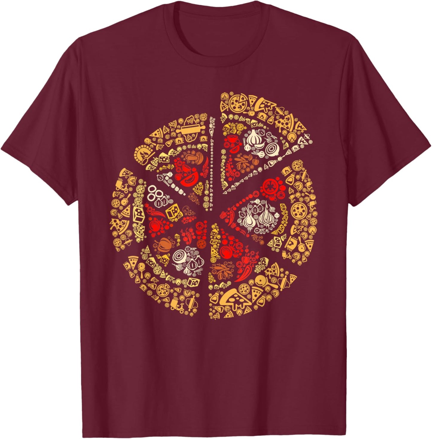 Pizza Lovers Ingredients Tomato Cheese Italian T-Shirt - T-Shirt | Maroon