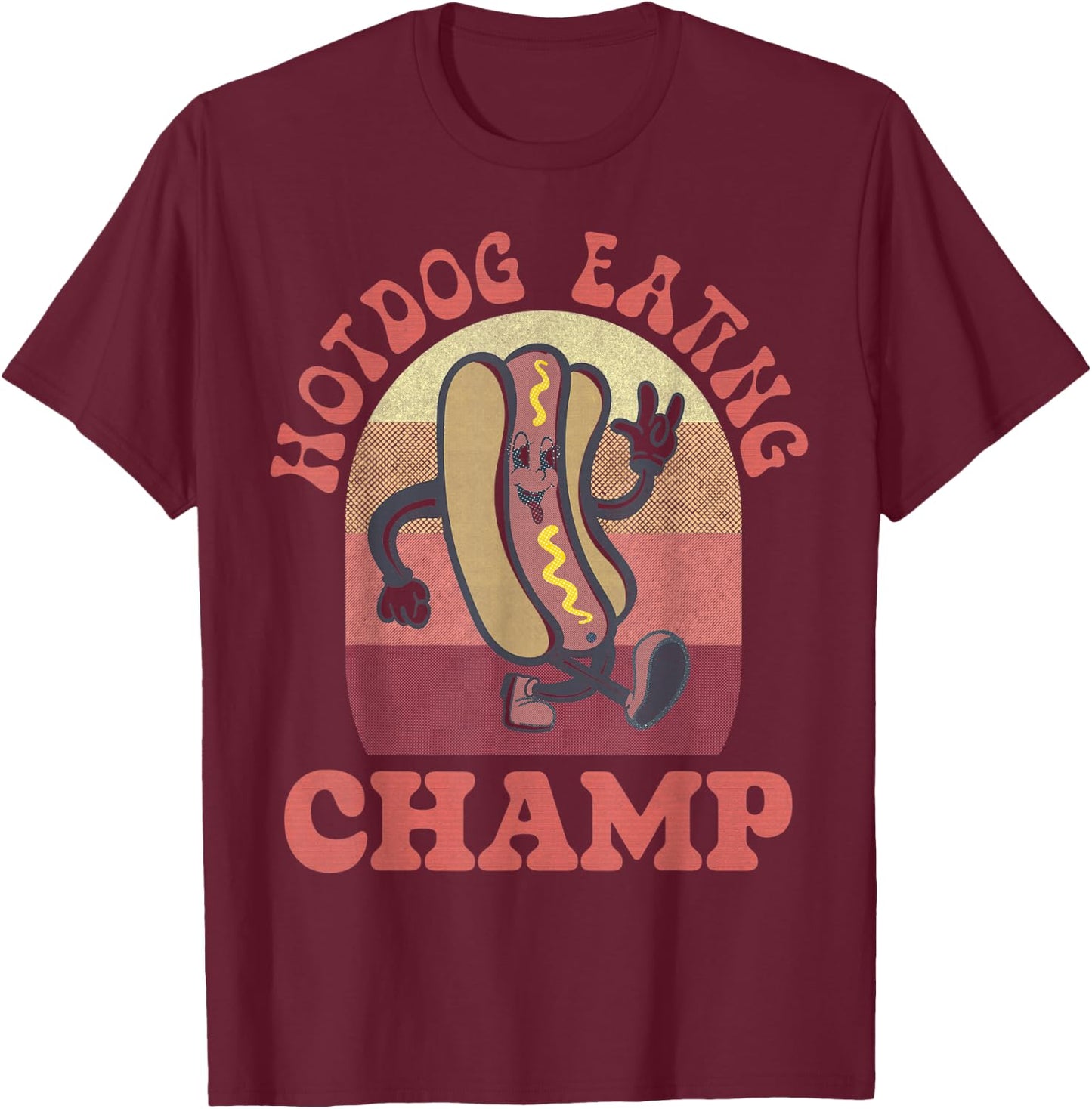 Hot Dog Eating Champion Funny T-Shirt - T-Shirt | Maroon