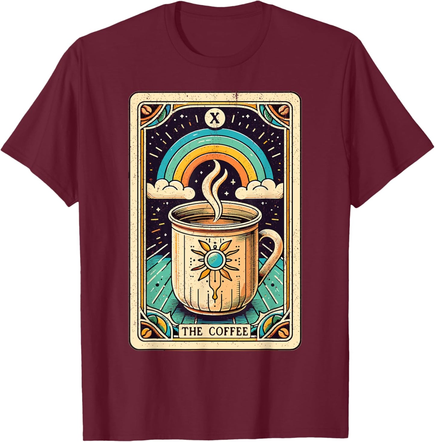 Coffee Tarot Card Designs The Coffee Tarot Card Coffee Lover Funny Coffee T-Shirt - T-Shirt | Maroon