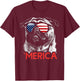 Merica Pug American Flag 4th of July Independence Day Women Men T-Shirt - T-Shirt | Maroon