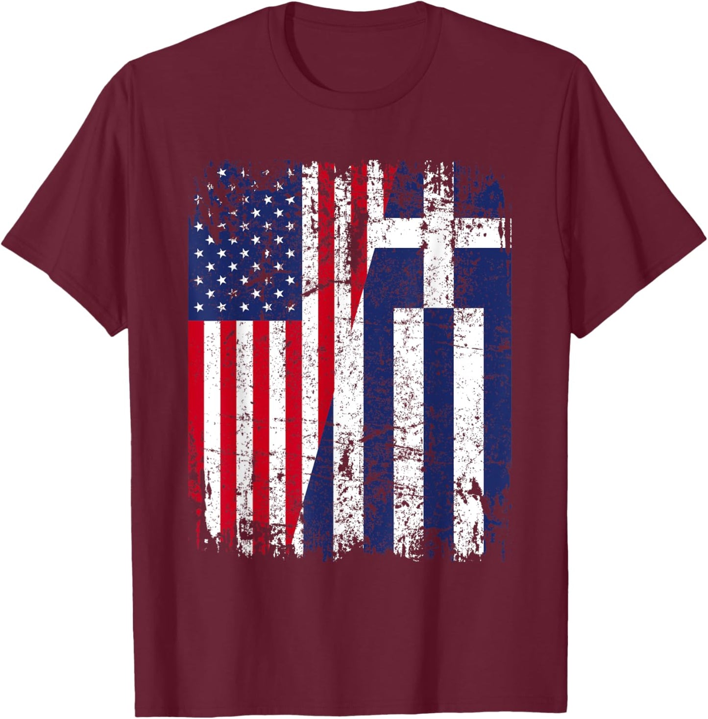 GREEK American Flag | Men Women Kids | GREECE T-Shirt - T-Shirt | Maroon