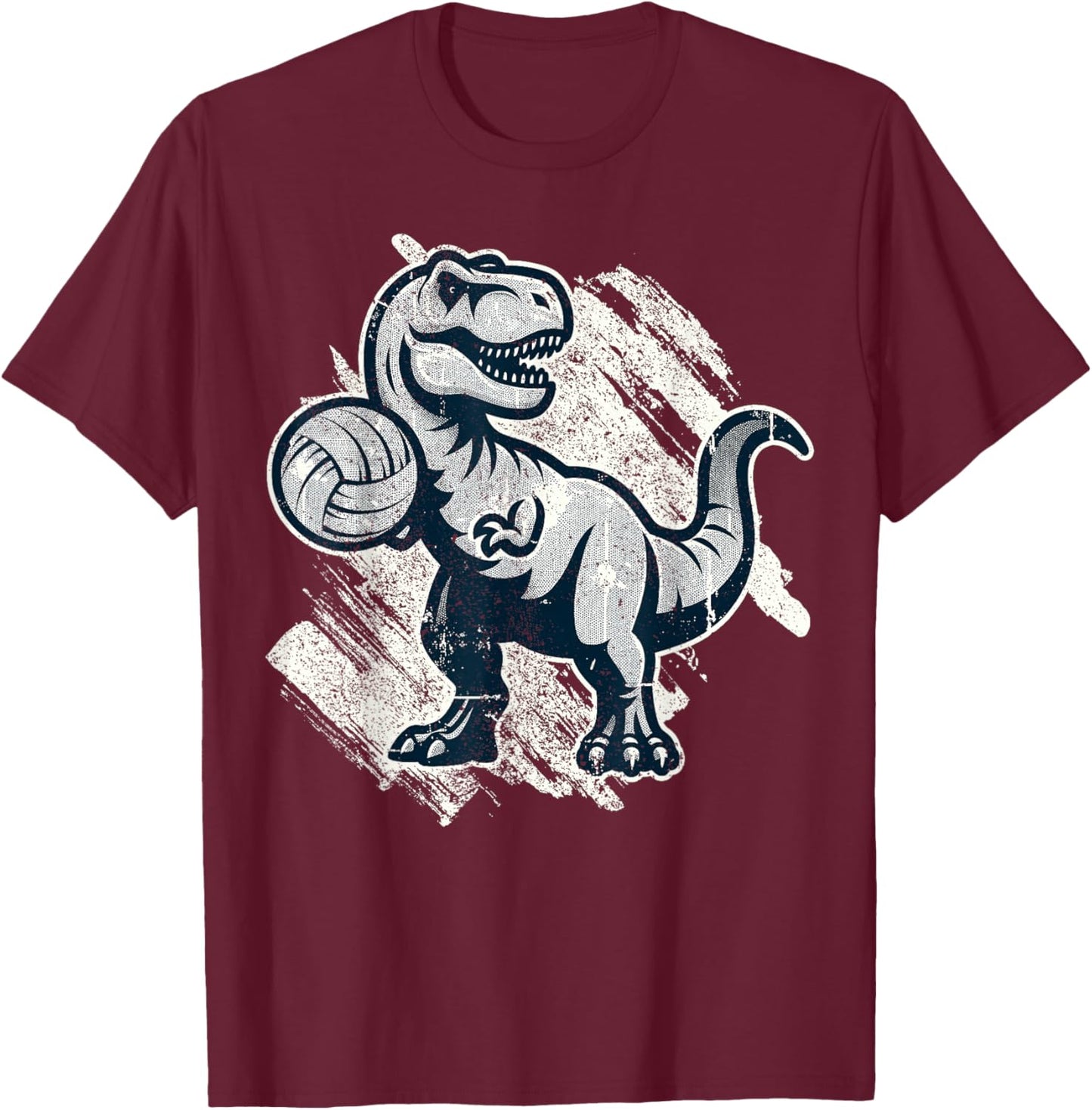 T-Rex Volleyball Player Dinosaur Volleyball Team Volleyball T-Shirt - T-Shirt | Maroon