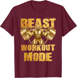Gorilla Beast Workout Mode Gold Lifting Weights Gym - Gift T-Shirt - T-Shirt | Maroon