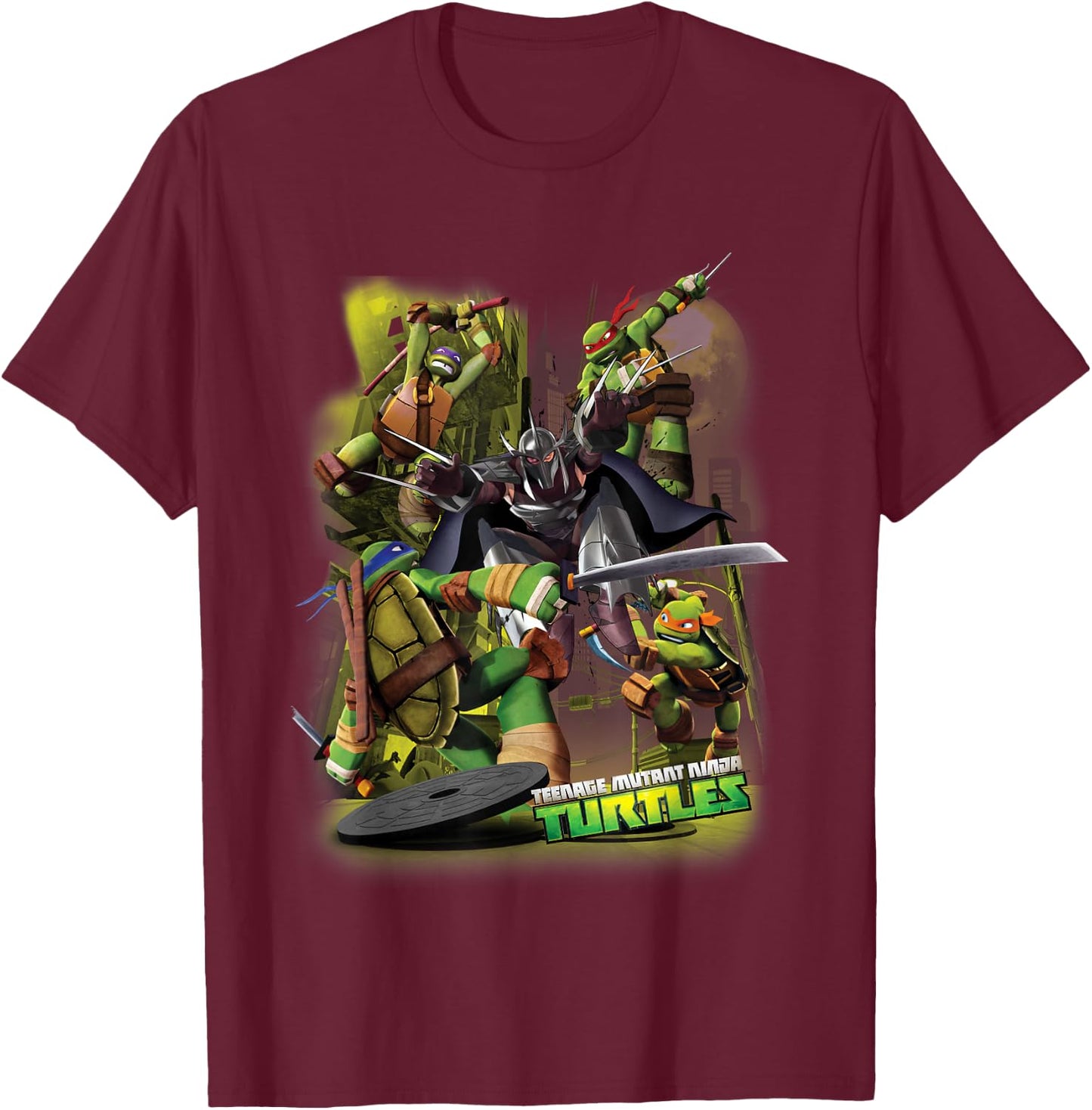Teenage Mutant Ninja Turtles Vs Shredder T-Shirt - T-Shirt | Maroon