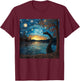 Loch Ness Monster Starry Night Van Gogh Style Nessie T-Shirt - T-Shirt | Maroon