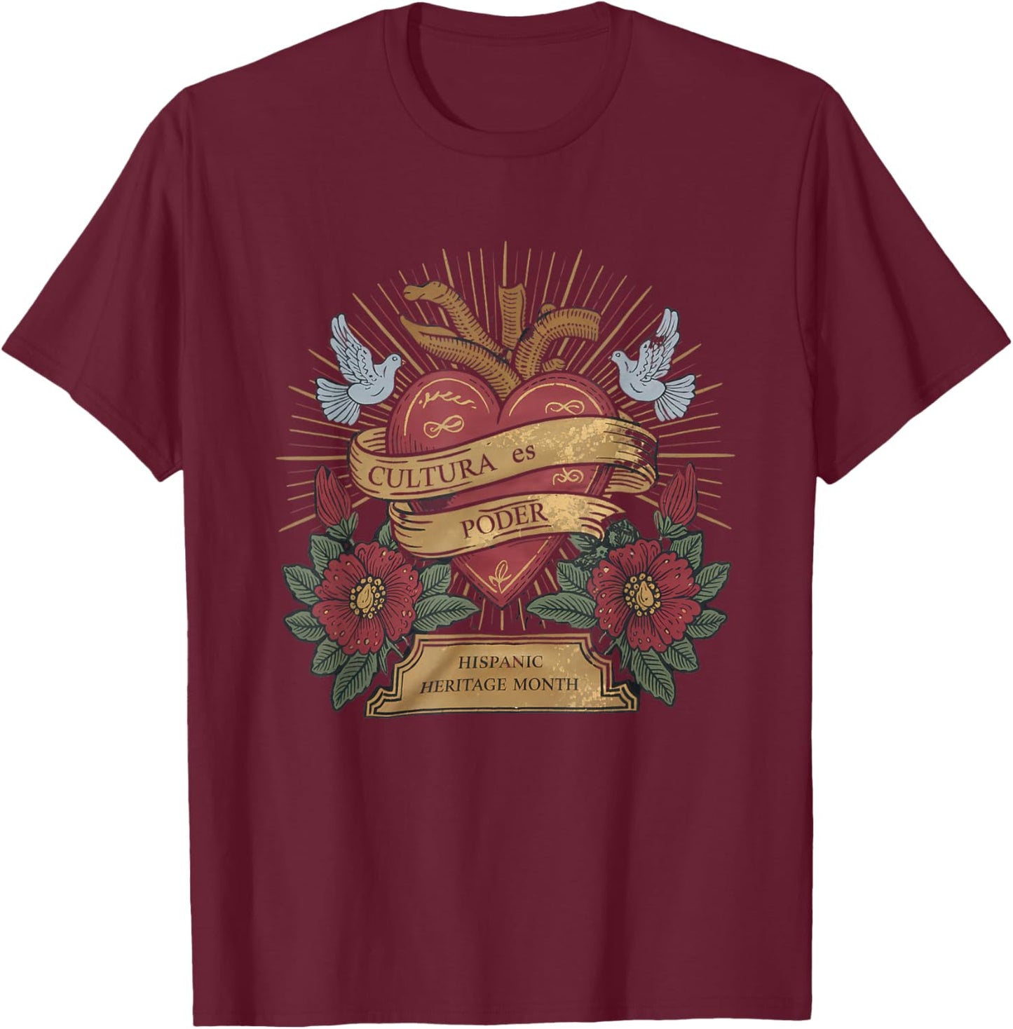 Cultura ES Poder Hispanic Heritage Latina Empowerment T-Shirt - T-Shirt | Maroon