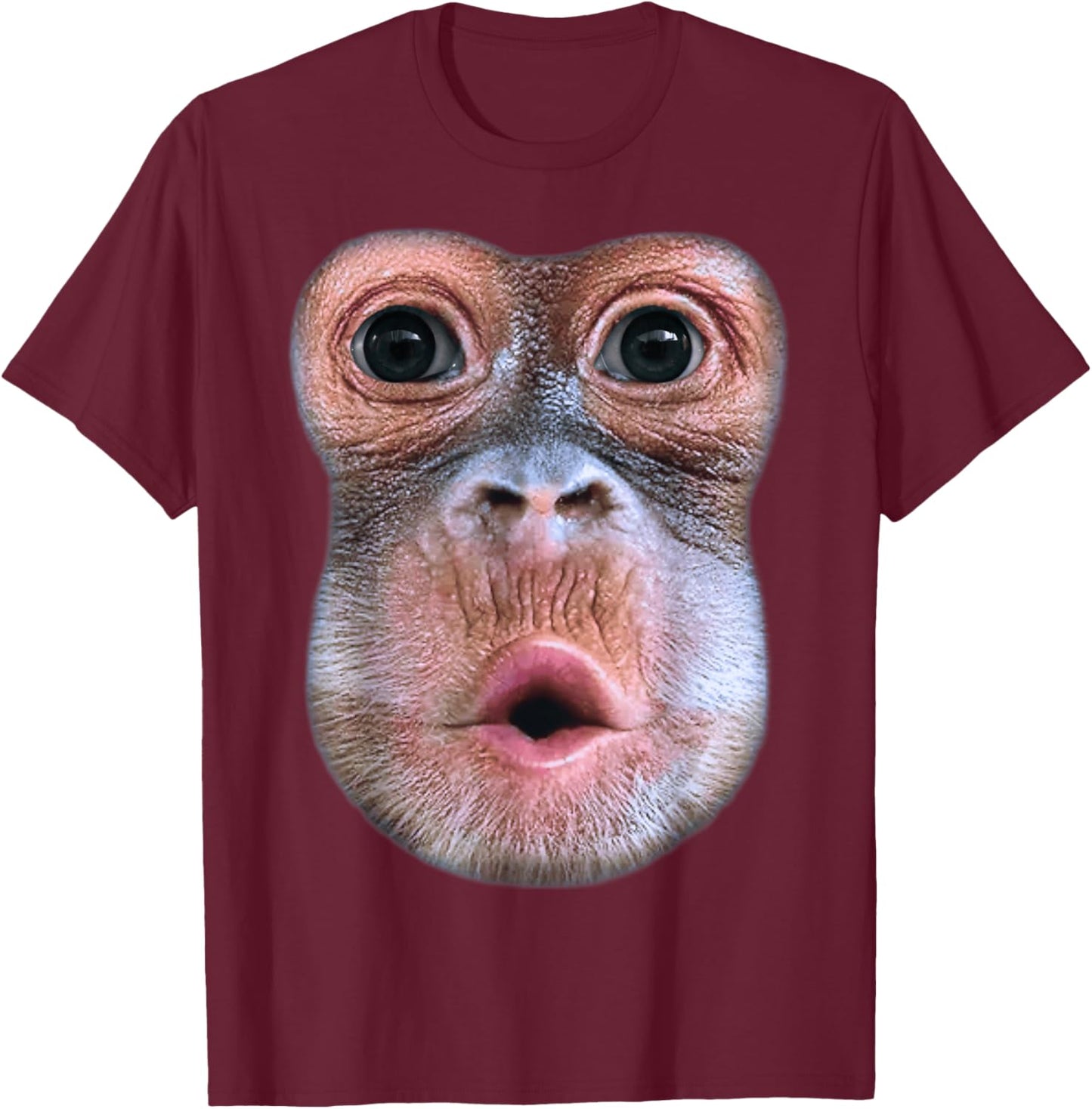 Lustiger Affe bläst Bauchgesicht, Affe Blow Bauch Gesicht T-Shirt - T-Shirt | Maroon