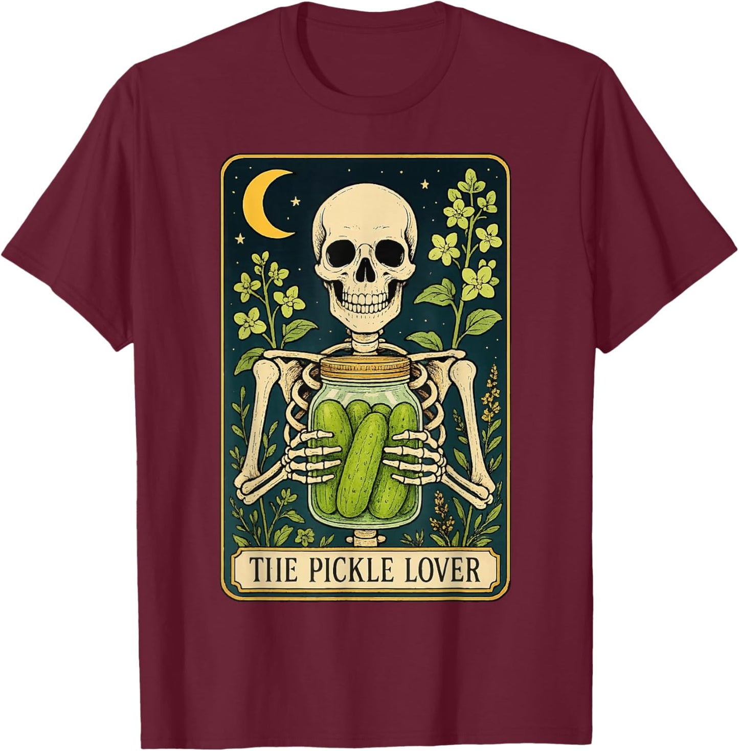 The Pickle Lover Tarot Card T-Shirt - T-Shirt | Maroon