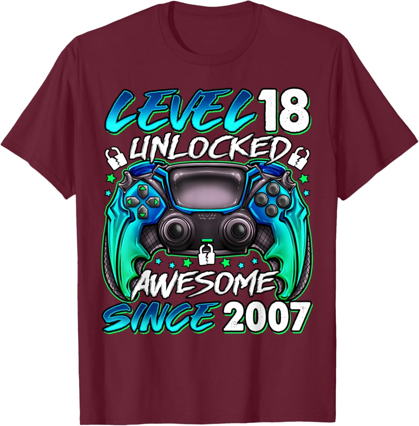 Level 18 Unlocked 18 Year Old Gifts Boys 18th Birthday Boy T-Shirt - T-Shirt | Maroon