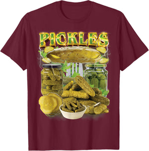 Funny Pickles Bootleg Rap 90s Vintage National Pickle Day T-Shirt - T-Shirt | Maroon