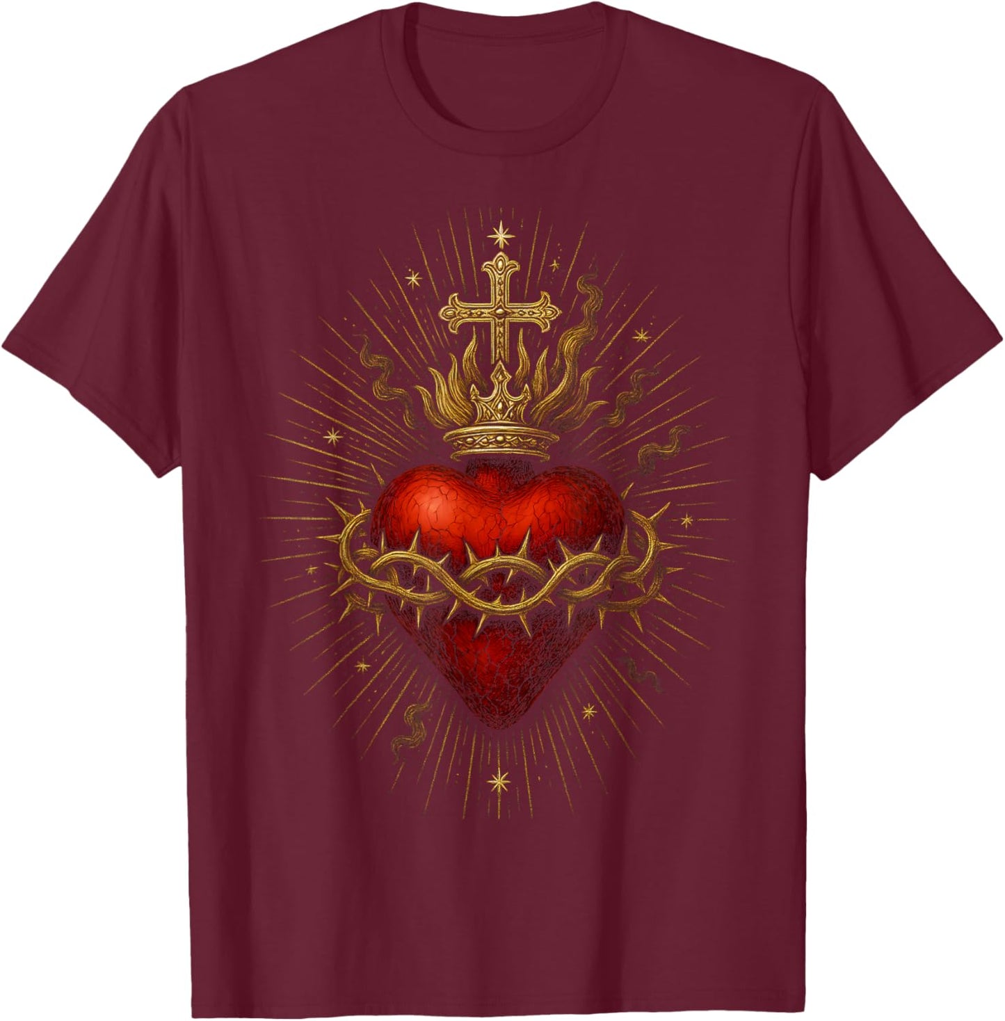 Sacred Heart of Jesus Catholic Christian Church Faith T-Shirt - T-Shirt | Maroon