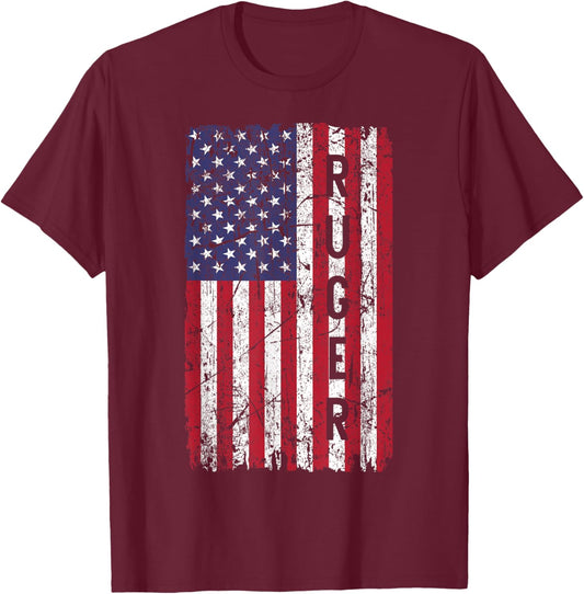 Vintage American USA Flag Retro Ruger Family Friend Matching T-Shirt - T-Shirt | Maroon