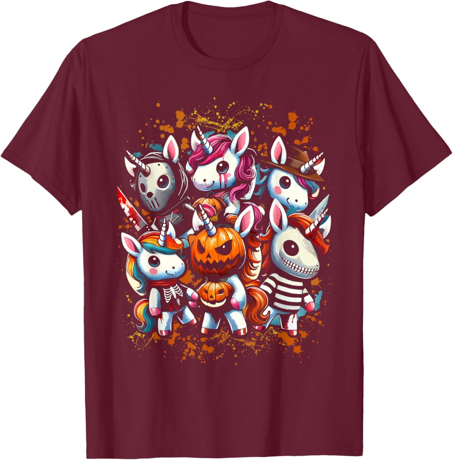 My Little Horror Crew - Halloween Unicorns T-Shirt - T-Shirt | Maroon
