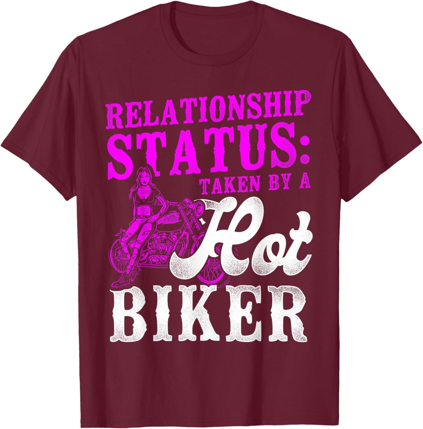 Classic Motorcycle Biker Girlfriend Wife Relationship T-Shirt - T-Shirt | Maroon