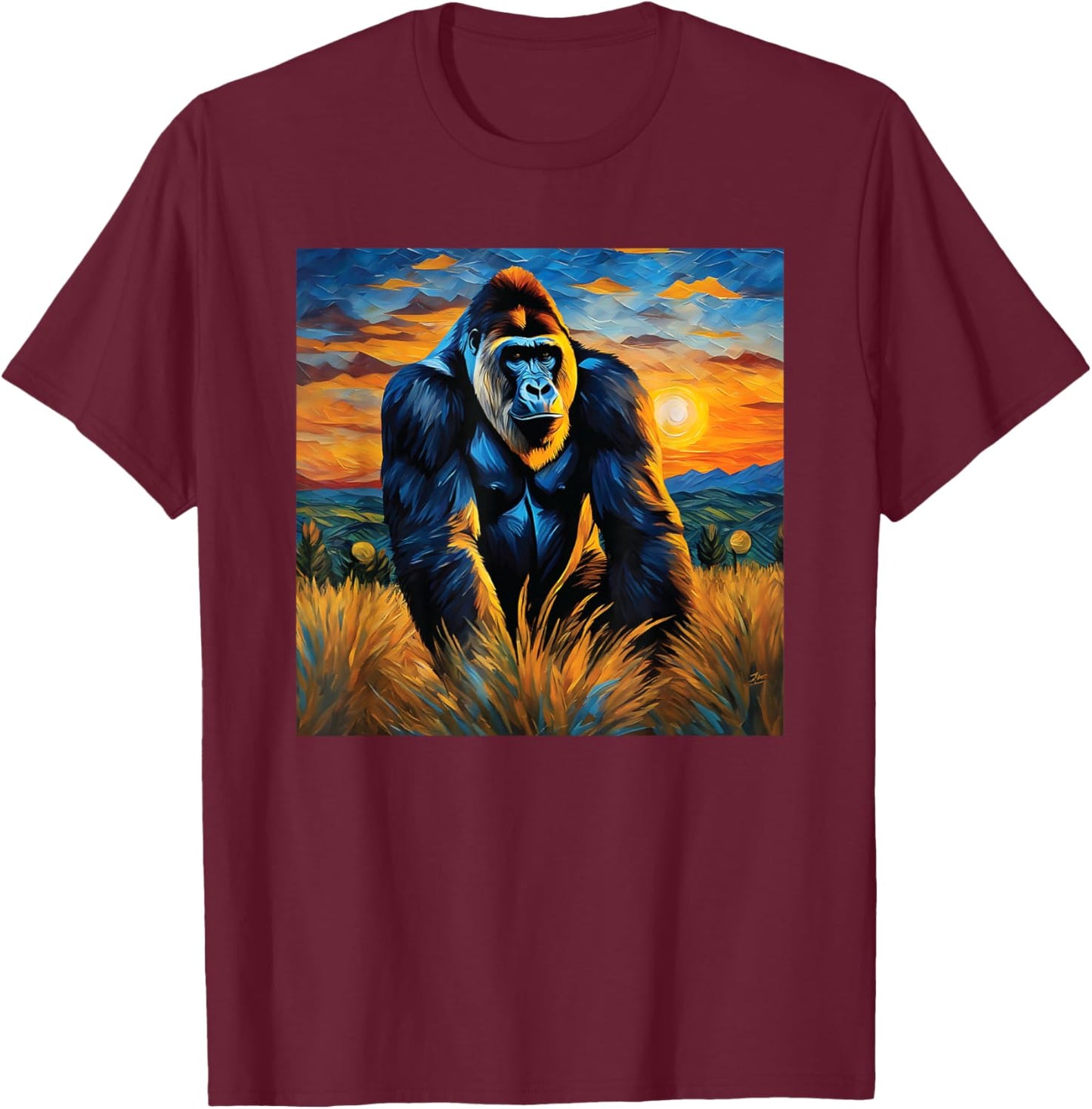 Gorilla face painting Art head for lover Silverback animal T-Shirt - T-Shirt | Maroon