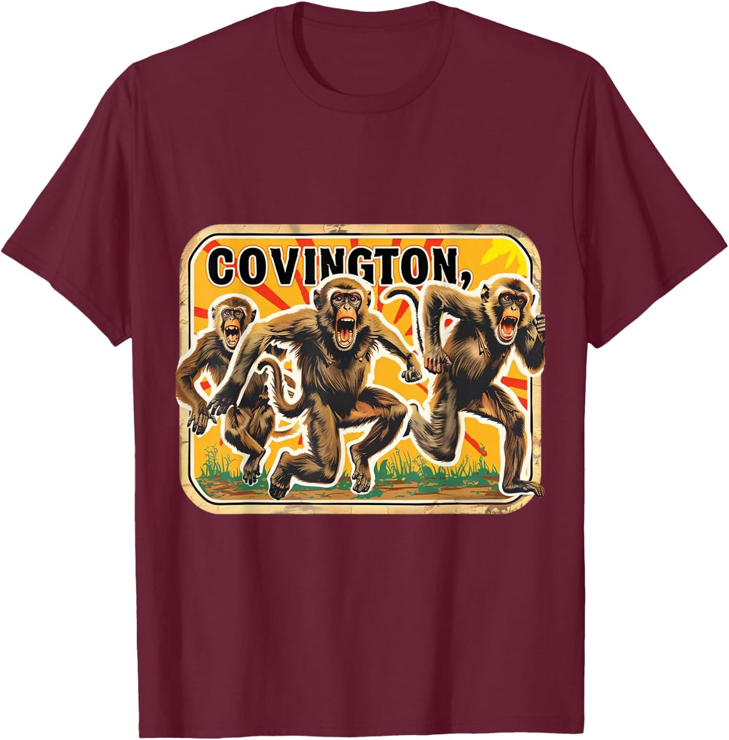 Covington Louisiana Primate Escape Rhesus Macaques Monkeys T-Shirt - T-Shirt | Maroon