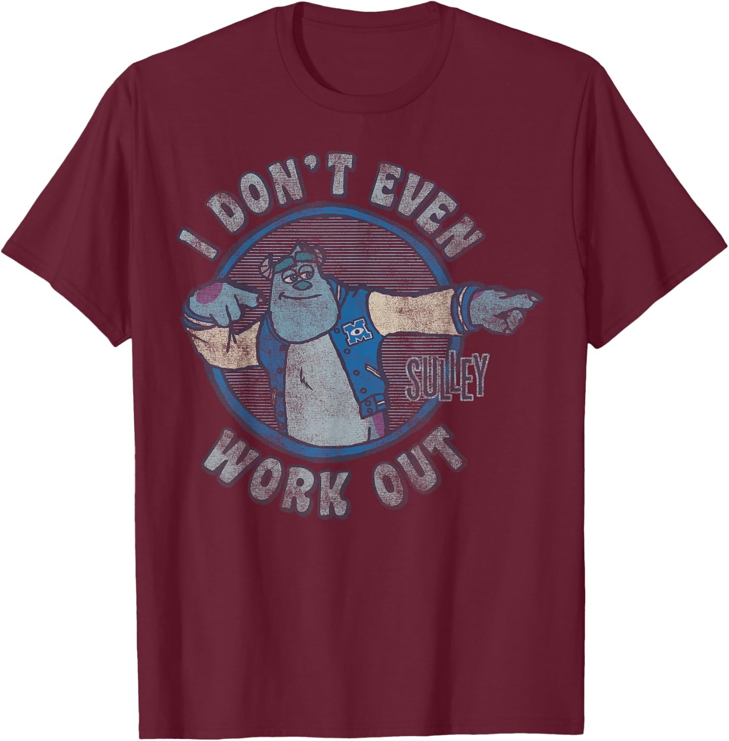 Disney Pixar Monsters Inc. Sulley Doesn't Even Workout T-Shirt - T-Shirt | Maroon