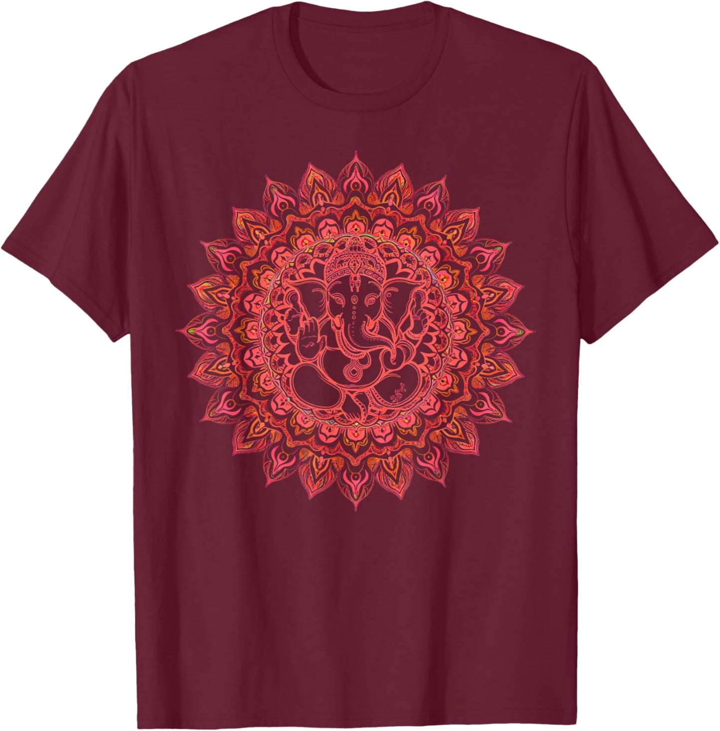 Hindu Ganesha Puja Elephant God India Meditation Yoga Murti T-Shirt - T-Shirt | Maroon
