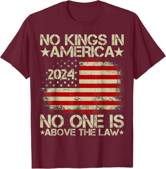No Kings In America 2024 No One Is Above The Law T-Shirt - T-Shirt | Maroon
