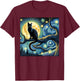 Cat Starry Night Van Gogh Cat Art Funny T-Shirt - T-Shirt | Maroon