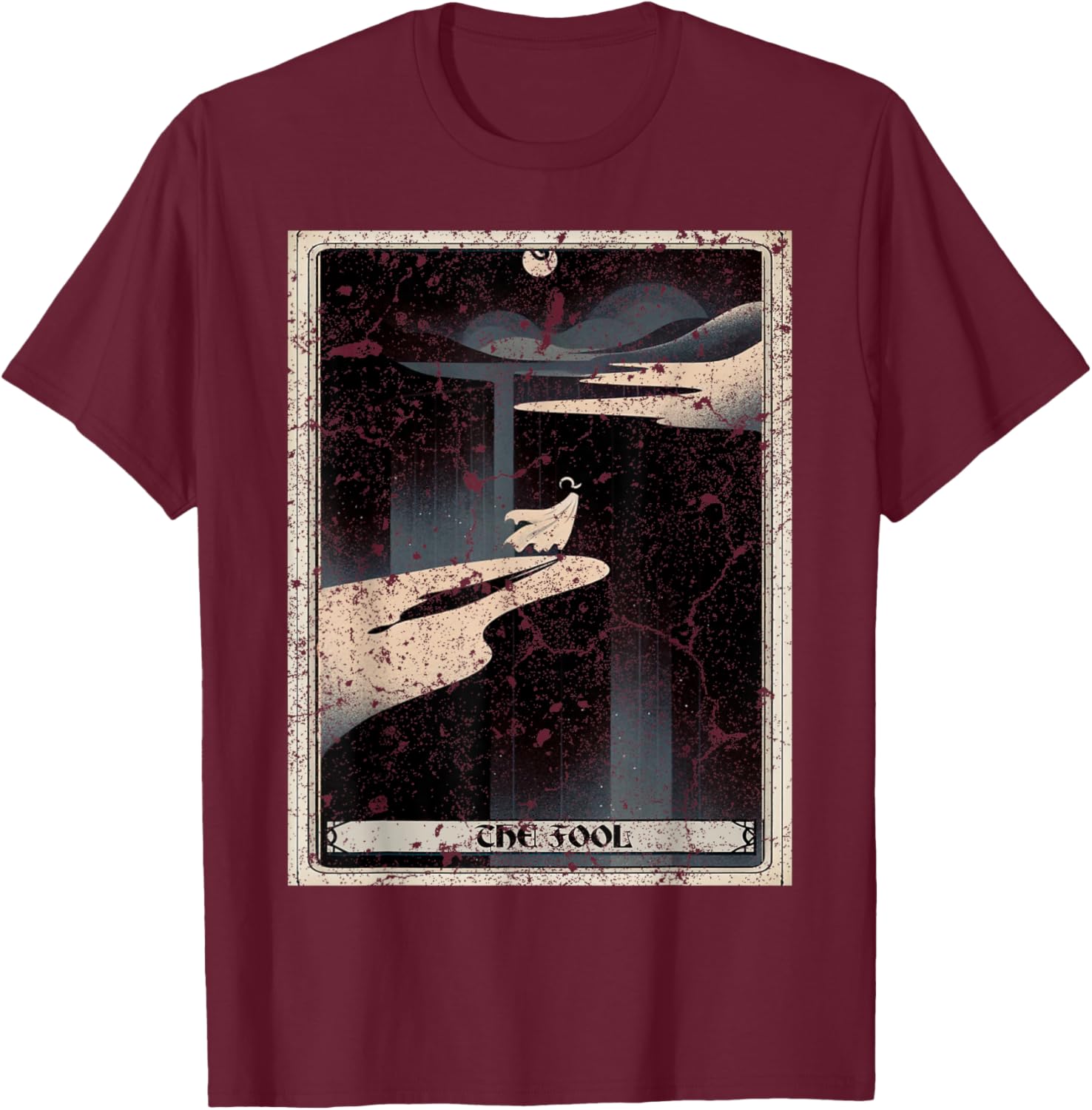 The Fool Tarot Card Black T-Shirt - T-Shirt | Maroon