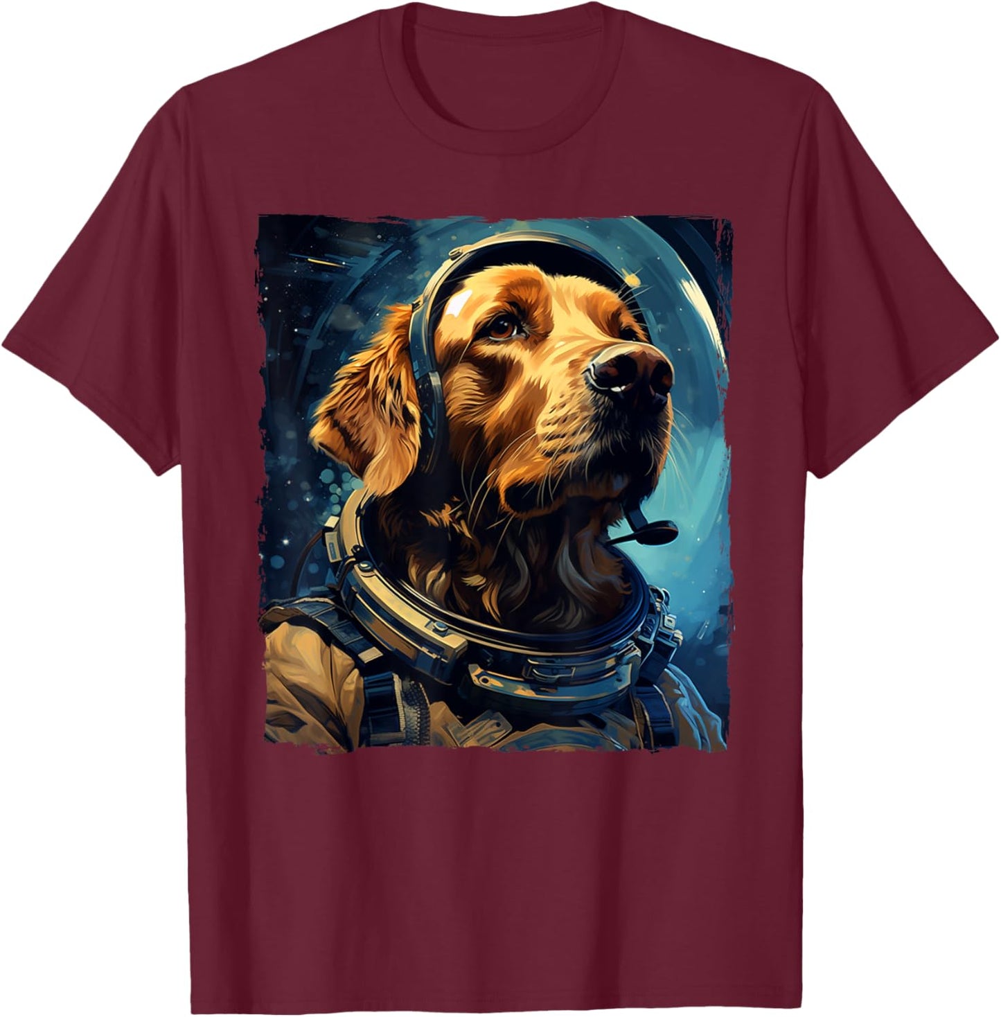 Golden Retriever Funny Golden Retriever Astronaut T-Shirt - T-Shirt | Maroon