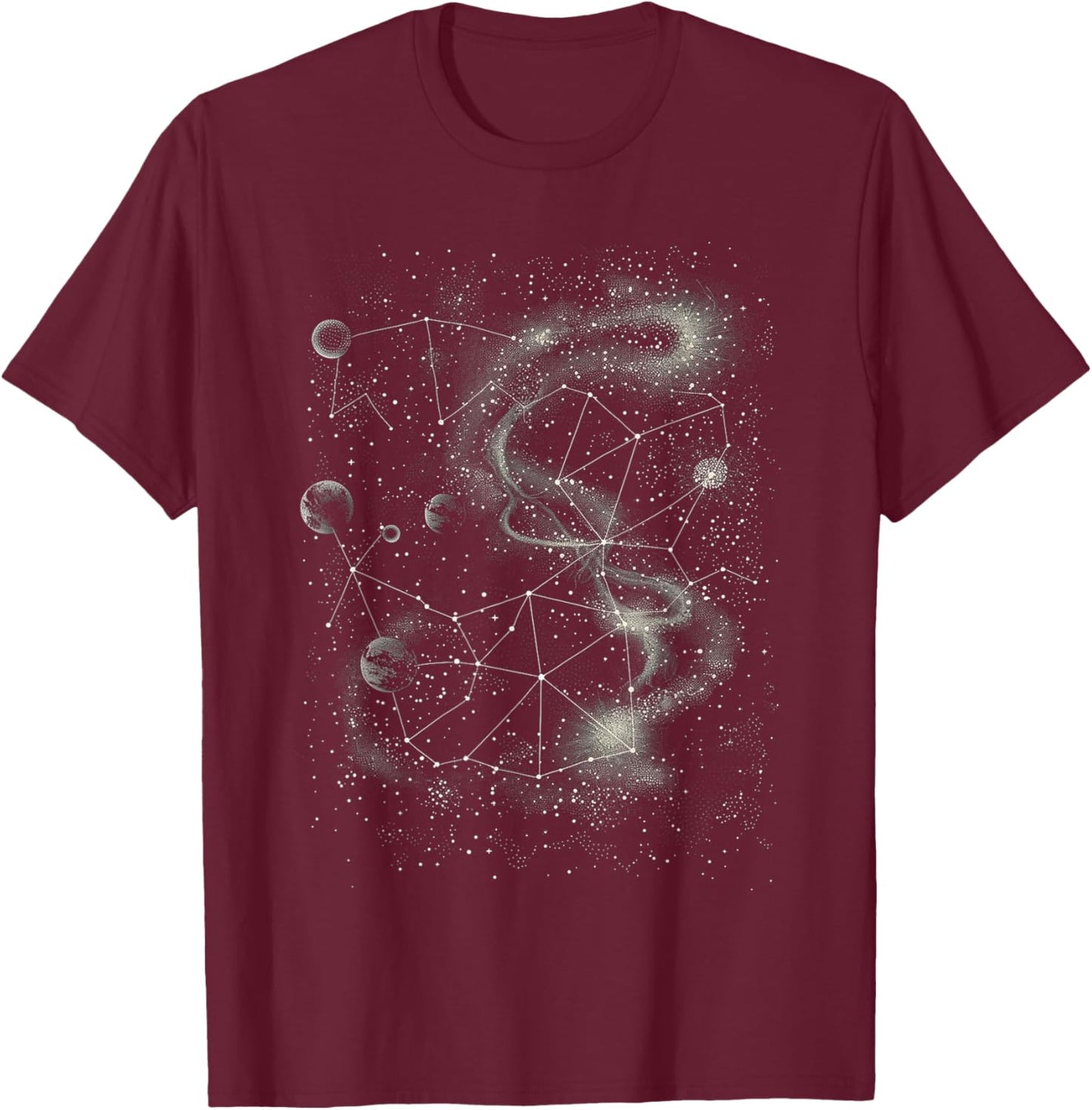 Constellation Dotwork T-Shirt - T-Shirt | Maroon
