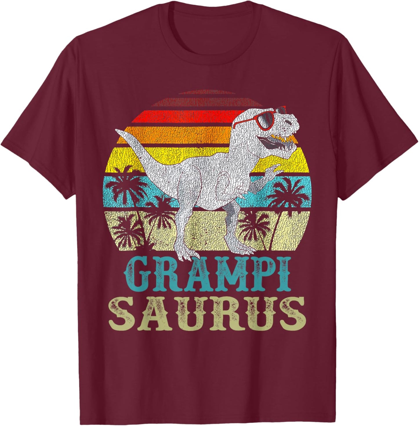 Grampisaurus T Rex Dinosaur Grampi Saurus Family Matching T-Shirt - T-Shirt | Maroon