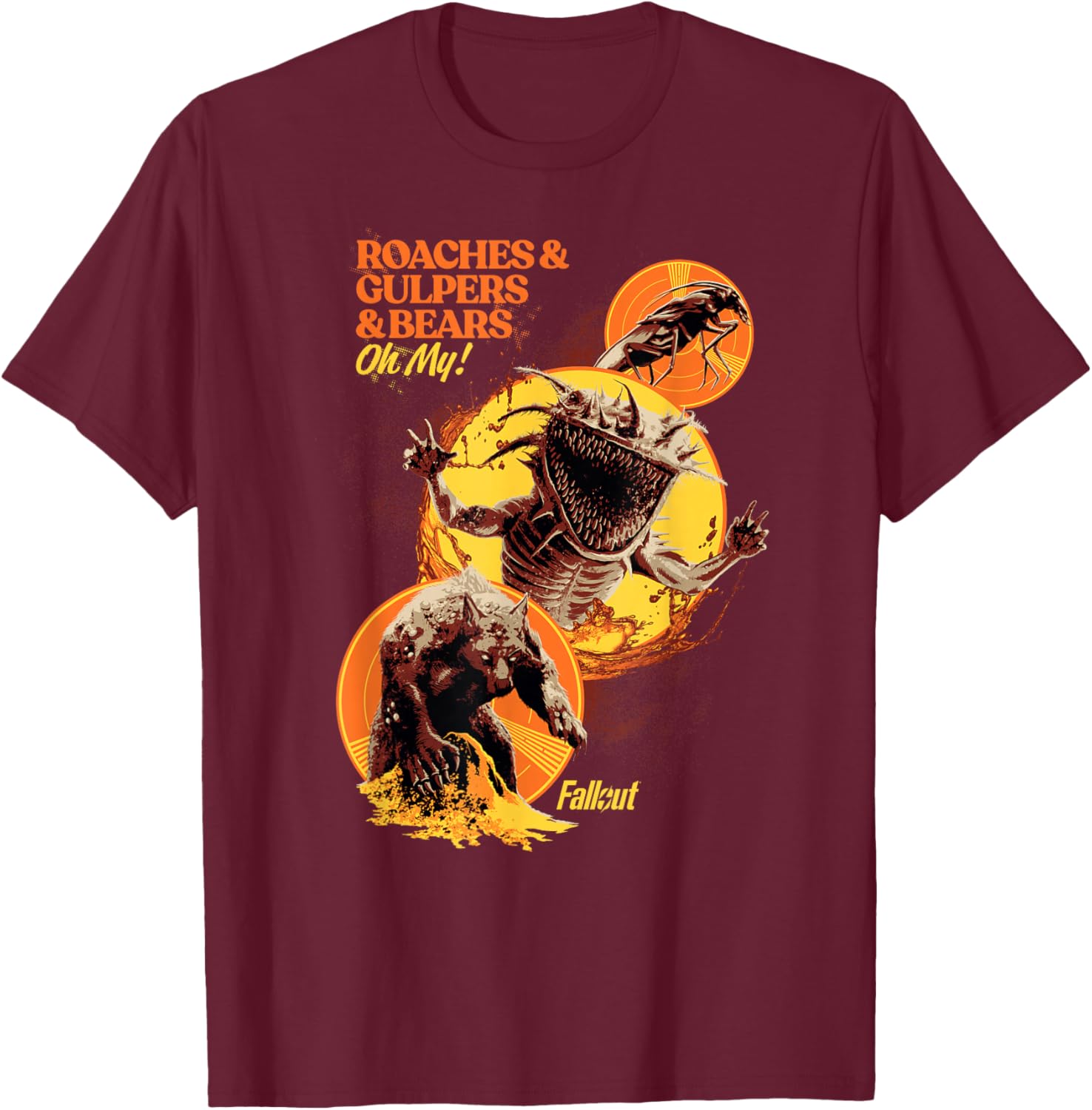 Fallout - Roaches & Gulpers & Bears T-Shirt - T-Shirt | Maroon