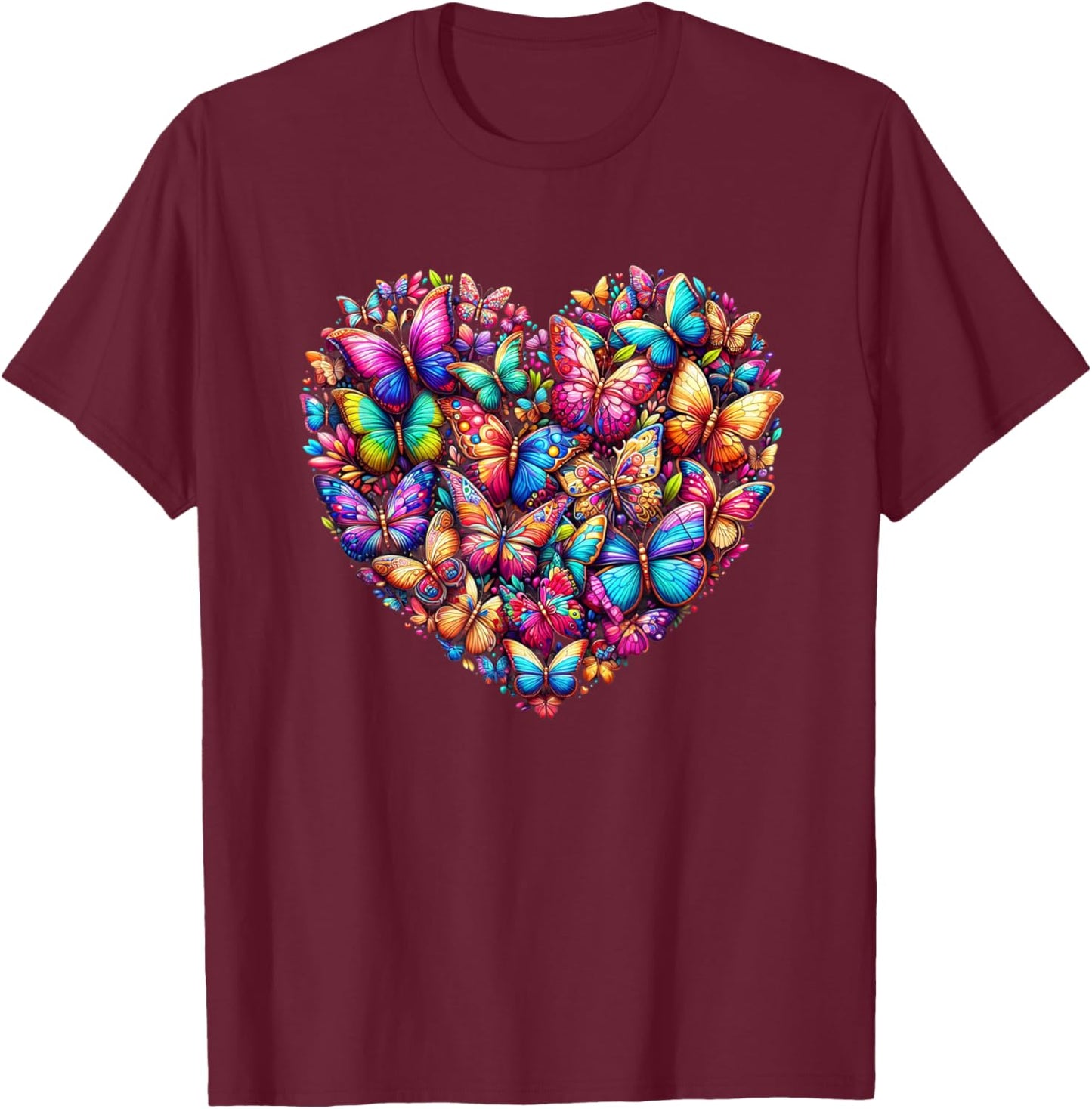 Butterfly Love Colorful Butterflies Art Beautiful Garden T-Shirt - T-Shirt | Maroon