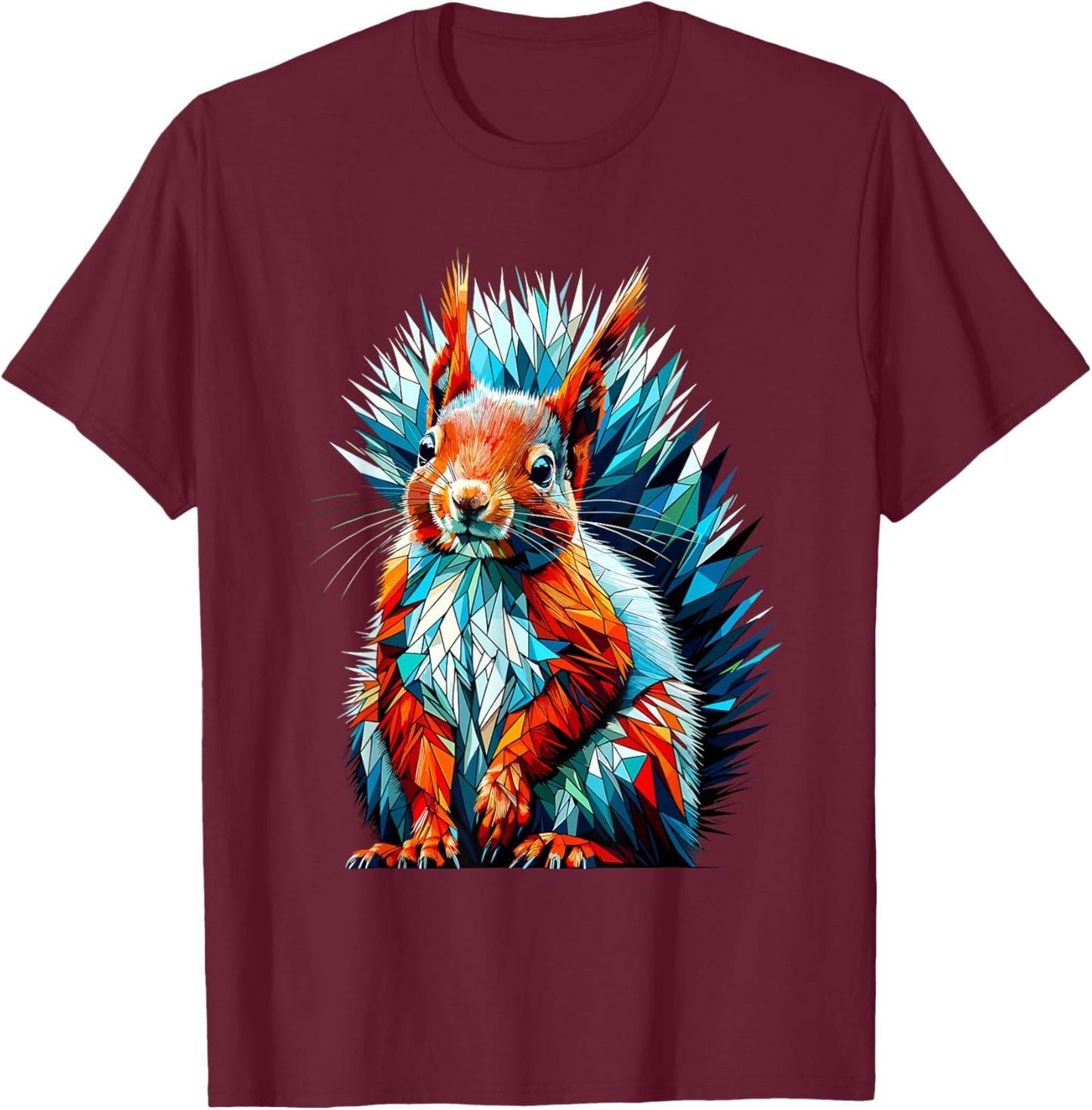 Polygon Art Red Squirrel Squirrels T-Shirt - T-Shirt | Maroon