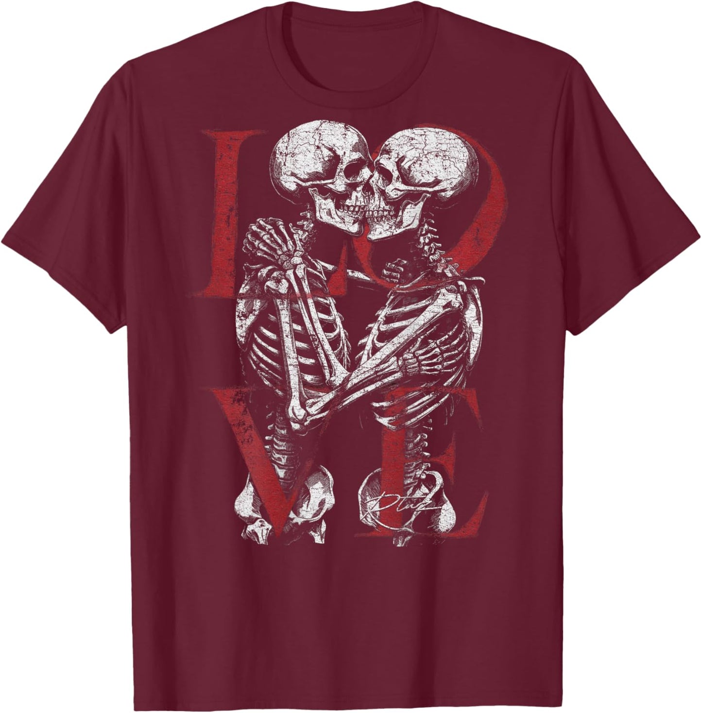 Backprint Streetwear Retro Mode Vintage Fashion Damen Herren T-Shirt - T-Shirt | Maroon