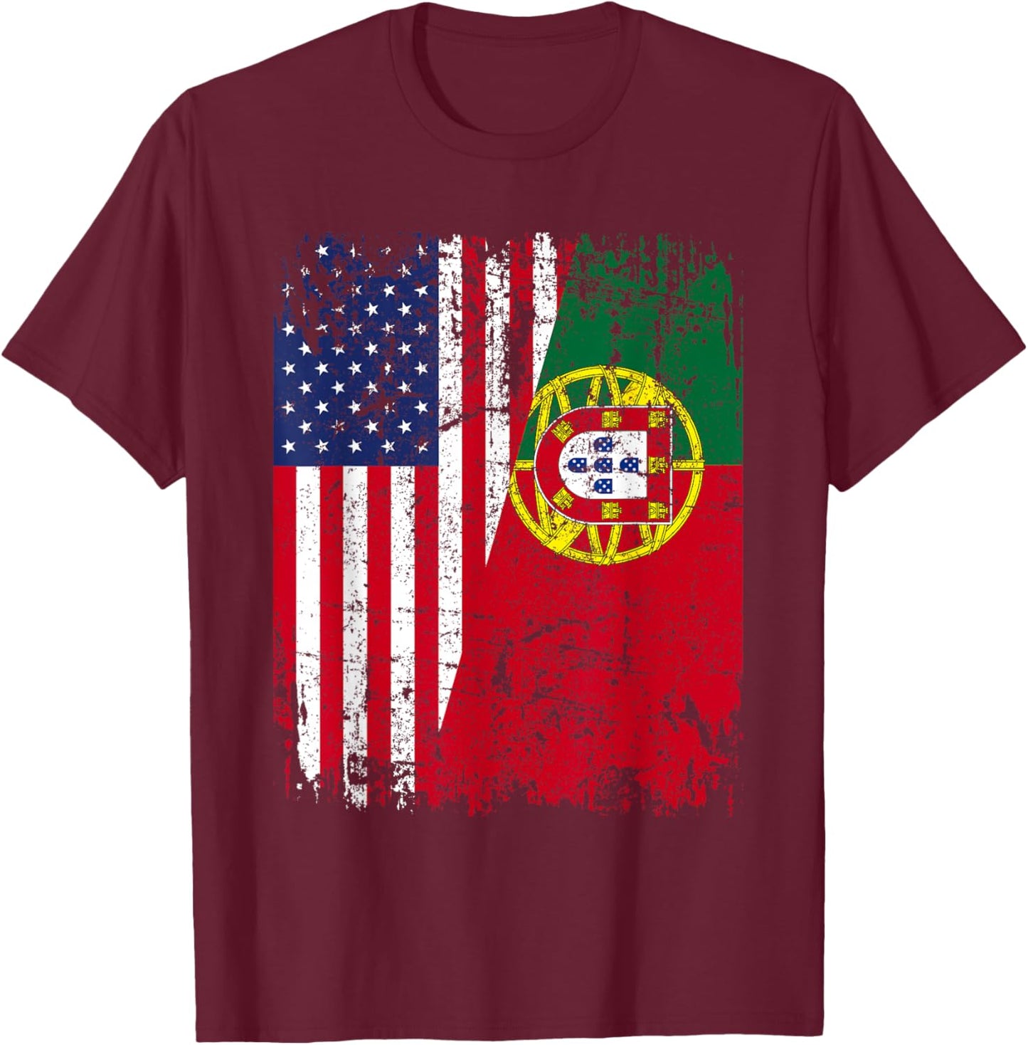PORTUGUESE American Flag | Men Women Kids | PORTUGAL T-Shirt - T-Shirt | Maroon