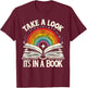 Take A Look A Book Vintage Reading Librarian rainbow T-Shirt - T-Shirt | Maroon