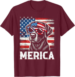 USA American Flag Dog Labrador Retriever T-Shirt - T-Shirt | Maroon